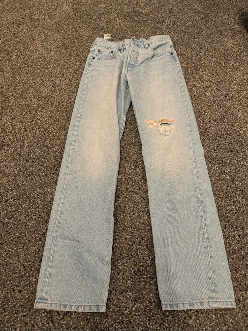 Levi's Light Blue Straight Leg Distressed Jeans